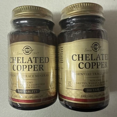 Lote de 2 Solgar Cobre Quelado 100 Comprimidos Exp 03/2028 Foto 1 de 4
