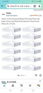 12 Stück Pyramide weiß PVC Vinyl Pfosten Top Caps - Bild 1 von 5