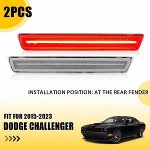 2X Luces laterales LED transparentes para guardabarros rojas para Dodge Challenger 2015-2023 - Imagen 1 de 11
