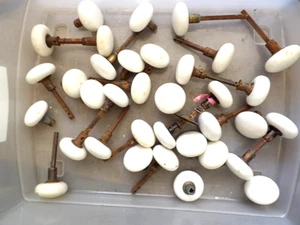 35+ Antique Vintage 1880-1930 White Porcelain Door Knobs Pairs & Singles - Picture 1 of 8