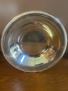 VINTAGE F. B. ROGERS SILVER CO VERSILBERT 12" SCHALE WIRBEL/DURCHBOHRT ~ ORIGINAL TASCHE - Bild 1 von 14