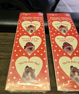 Vintage American Greetings Valentine Stickers Brand New kittens cats 2 sheets - Picture 1 of 1