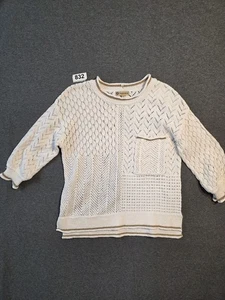 Democracy Womens Small White Open Knit Sweater  Preppy Casual - Picture 1 of 5