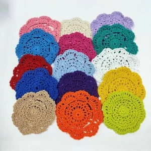 15Pcs/Lot Vintage Hand Crochet Cotton Lace Doily Flower Doilies Round Coaster 4" - Picture 1 of 4