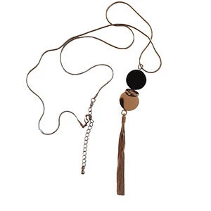 Collar Discos Tono Negro y Dorado Serpiente Cadena Borlas 28 - 32" - Imagen 1 de 5