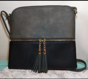 Lightweight Dark Grey and Black Crossbody Purse - Picture 1 of 4