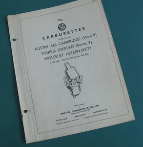 Austin - Morris - Wolseley - SU Carbutetters Spare Parts Sheet - AUC9707 - Bild 1 von 3