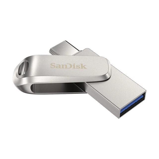 SanDisk 128GB Ultra Dual Drive Luxe USB Flash Drive - Silver (‎SDDDC4-128G-G46)