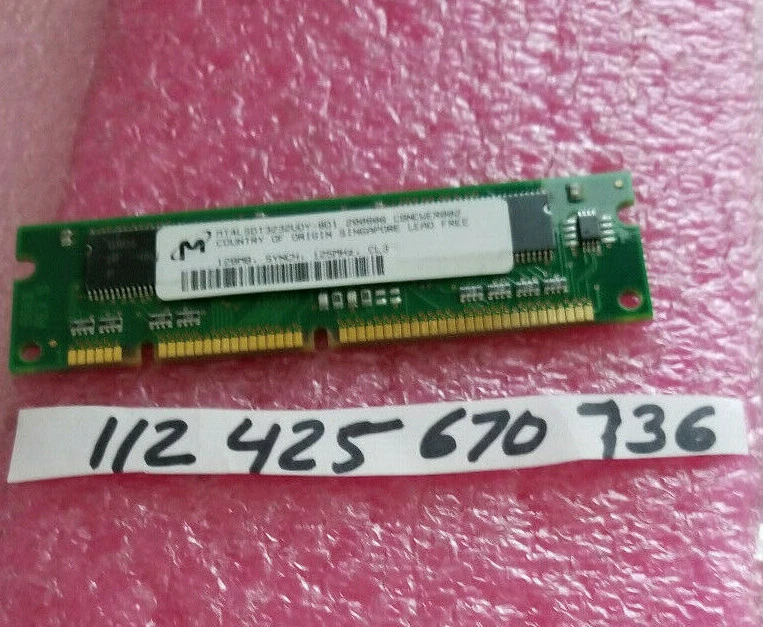 Micron MT4LSDT3232UDY-8D1 128MB SDRAM  PC133 125MHz 100PIN SODIMM RoHS F54 - Image 1 of 1
