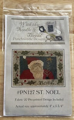 With Thy Needle & Thread Punch Needle Embroidery Pattern & Fabric PN127 St. Noel - Image 1 of 3