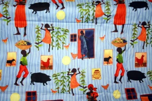 AFRICAN VILLAGE BY JULIA CAIRNES FOR QUILTING TREASURES - 100% COTTON FABRIC - Picture 1 of 6