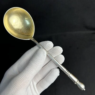 Cuchara grande para servir sopa de plata imperial rusa 84 vintage antigua del siglo XIX Foto 1 de 4