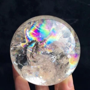 AAAAA+ 0.858LB Natural Clear Quartz Sphere Rainbow Crystals Ball Healing 65mm - Picture 1 of 6