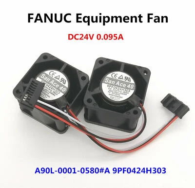 1pcs SANYO FANUC Equipment Fan A90L-0001-0580#A 9PF0424H303 DC24V 0.095A - Image 1 of 4