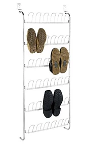 WENKO Schuhregal Tür Schuhregal Platzsparend Aufbewahrung Garderobe Silber - Bild 1 von 8