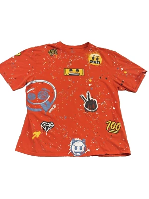 Southpole 4XB Emoji All Over Print T Shirt 100% Cotton Happy Club - Image 1 of 4