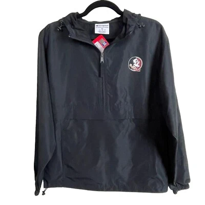 NWT Champion FSU Seminoles Unisex XS Black 1/2 Zip Hooded Windbreaker Jacket - Image 1 of 4