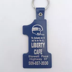 Vintage Liberty Cafe Seattle Seahawks WA Football Keychain Key Fob 1991 Season - Picture 1 of 4
