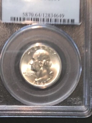1961 PROOF WASHINGTON 90% SILVER QUARTER PCGS PR 64 25 cent Coin - Image 1 of 4