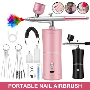 Rechargeable Air brush kit & Air compressor 48PSI Airbrush for Nails Barber Cake - Picture 1 of 17