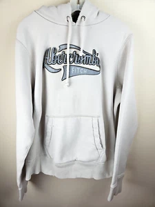 Vtg ABERCROMBIE & FITCH Collegiate Script Heavyweight Hoodie XL fur lined hood - Picture 1 of 14