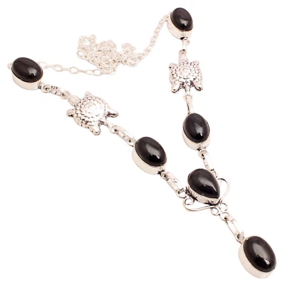 Onice Nera Gemma Placcato Argento Handmade Gioielli Collana Regalo 21 G N-795 - Immagine 1 di 3