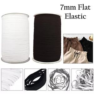 Flat Elastic Grey & Cream 7mm Face Mask Elastic Crafts Sewing Dress 1-250 Meters - Picture 1 of 15