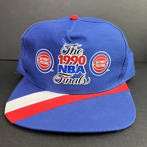 Vintage 1990 NBA FINALS DETROIT PISTONS Snap Back Hat Official Universal Tag - Picture 1 of 14
