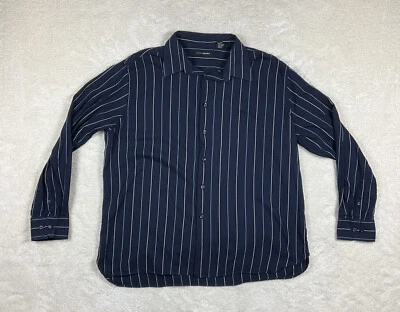 Camisa de manga larga John Henry para hombre azul blanco a rayas con botones talla XXL Foto 1 de 4