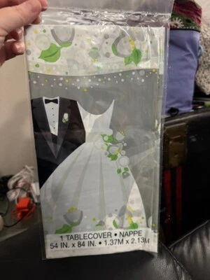 Único mantel de plástico plateado para boda 54"x84" vajilla para suministros de fiesta ¡¡Nuevo!!! Foto 1 de 2