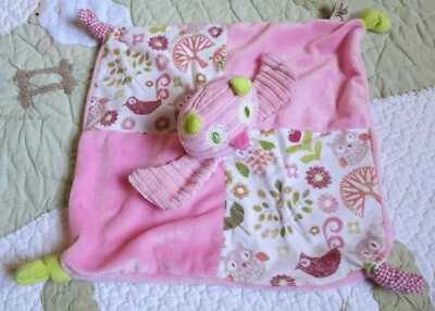 Maison Chic Pink w Corduroy Owl Rattle Baby Girl Security Blanket Lovey EUC - Изображение 1 из 3
