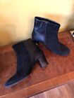 M&S Autograph Black Leather & Suede Womens Ankle Boots Size UK 5.5, Clear Heels