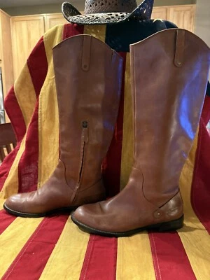 Botas de montar altas halógenas Keri 7,5 M cuero marrón hasta la rodilla para mujer Foto 1 de 4