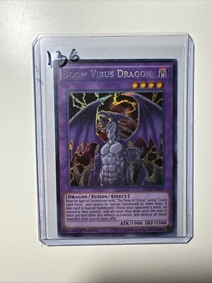 Yugioh  Doom Virus Dragon DRL2-EN003 Secret Rare Near Mint 1st Edition - Image 1 of 2