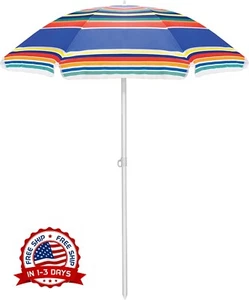 Sombrilla Plegable Portátil Para Playa Patio Ancla Arena Toldo Parasol De 5Ft US - Picture 1 of 8