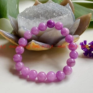 Natural 8mm Kunzite Pretty Purple Gemstone Round Beads Stretch Bracelet 7.5'' - Picture 1 of 12