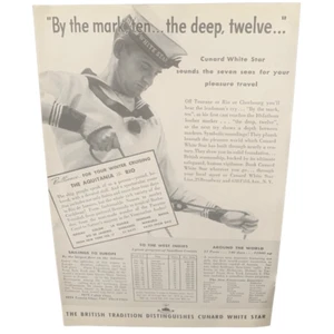 Anuncio publicitario vintage 1937 Cunard White Star by The Mark - Imagen 1 de 4