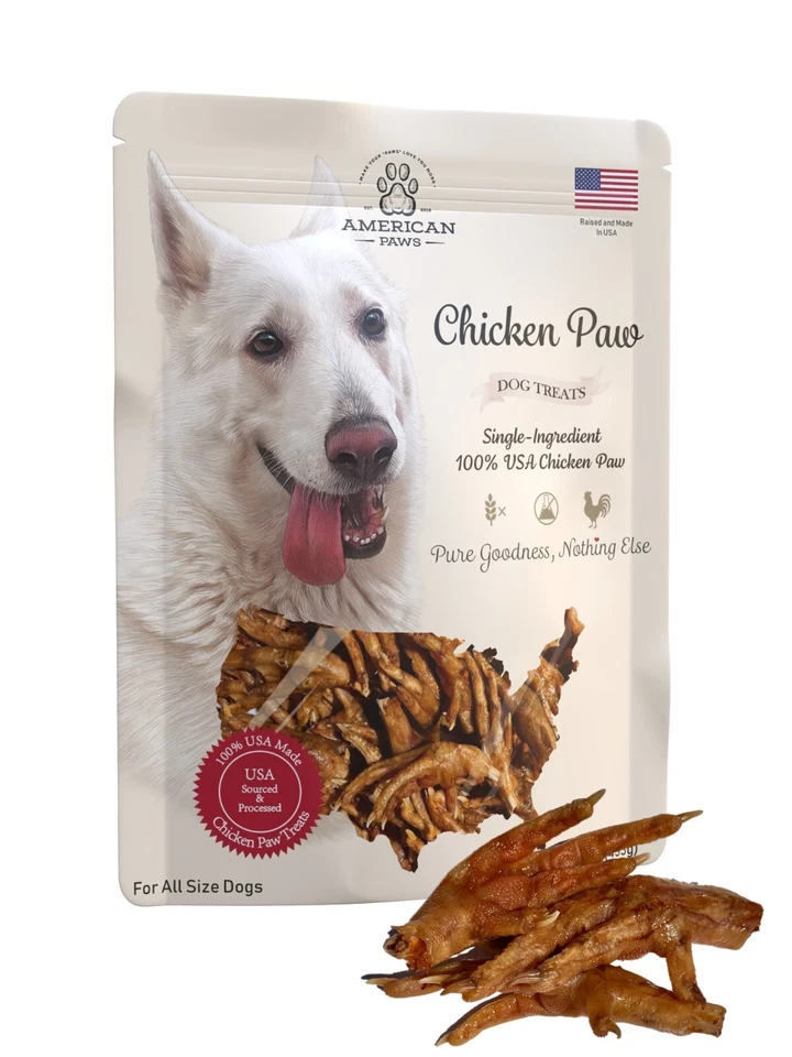 AMERICAN PAWS Dehydrated Chicken Feet Dog Treats, Only One Ingredient, Made and Sourced in USA