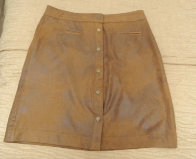 Context lord & taylor 12 Skirt Brown Suede faux leather Western - Image 1 of 4