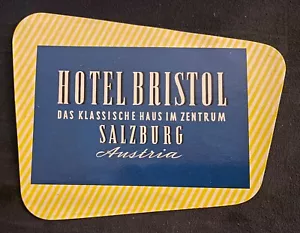 AUSTRIA ~ HOTEL BRISTOL SALZBURG LUGGAGE LABEL ~ Abstract Futuristic Design - Picture 1 of 1