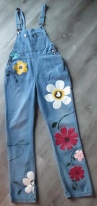 MONO BABERO DENIM AZUL FLORES BOHO HIPPIE RETRO MUJER TALLA M LEER DESCRIPCIÓN - Imagen 1 de 7