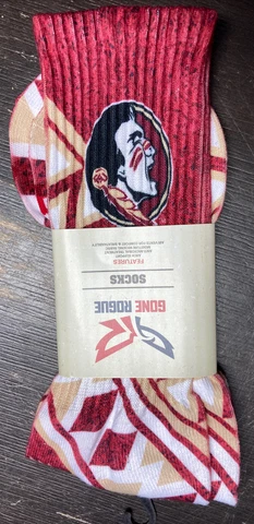 Florida State University FSU Seminoles Tribal Design Crew Socks Gone Rogue Cover