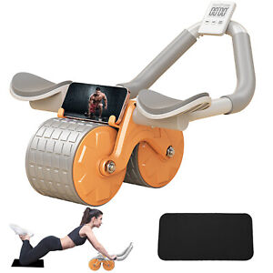 Ab Roller with Knee Mat and Timer Stimulator Automatic Rebound Abdominal Wheel