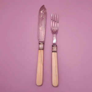Antique Camalier And Buckley Ivory Handle Sterling Silver Knife And Fork Set #3 - Picture 1 of 10