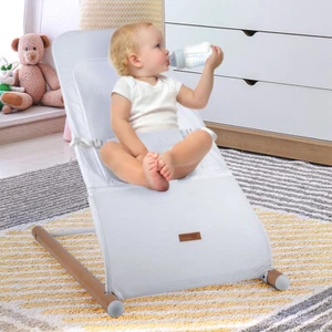 Babyschaukel Babywippe Babywiege Holz Tasche weiß Mesh Bezug waschbar Stahl - Bild 1 von 10