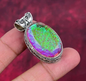 Increíble joyería colgante de plata de ley 925 hecha a mano con piedras preciosas de ópalo triple rosa - Imagen 1 de 5