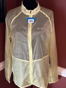 Chaqueta de lluvia Columbia Running ligera transparente amarilla mediana nueva con etiquetas - Imagen 1 de 6