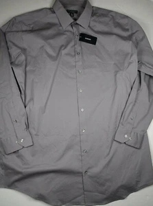 ALFANI Light Gray Regular Fit Long Sleeve Dress Shirt 18 35/36 TALL NEW - Picture 1 of 3