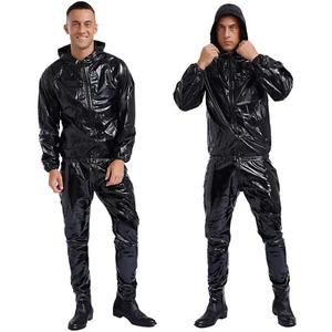 Unisex Mujer Hombre Chaqueta Con Pantalones Entrenamiento PVC Resistencia al Agua Adulto Gimnasio - Imagen 1 de 23