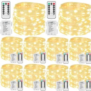 10 Pack 33ft 100 Led Fairy Lights Battery Operated Fairy Lights With Remote And - Picture 1 of 7